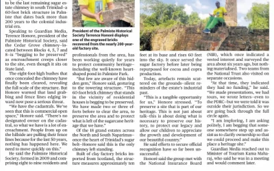 The National Trust Responds to 1st March Sunday Guardian Article on Cedar Grove Sugar Estate Remains